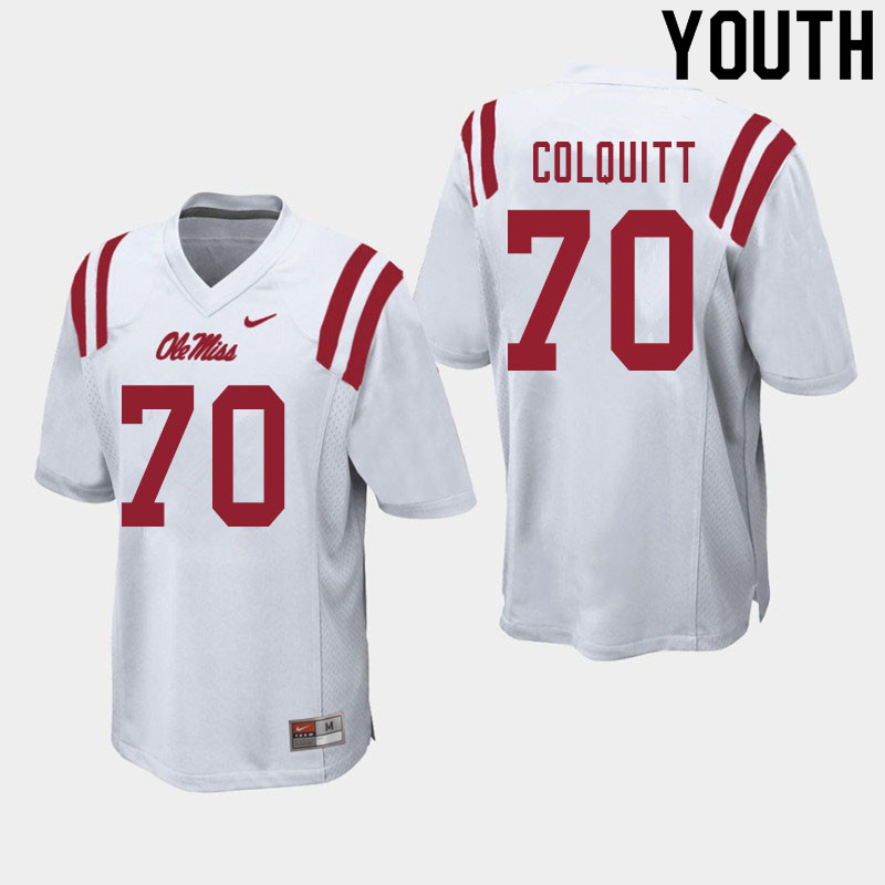 Carter Colquitt Ole Miss Rebels NCAA Youth White #70 Stitched Limited College Football Jersey KCZ2458EH